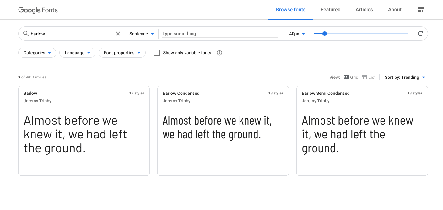 Google Font Name